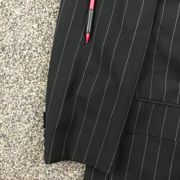 Vintage Polo Ralph Lauren Suit 38R Flannel Wool Chalk Striped 33x29 USA Made - Picture 9 of 16